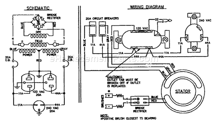 Page B Diagram and Parts List for 8972-4 S4001 Briggs and Stratton Generator